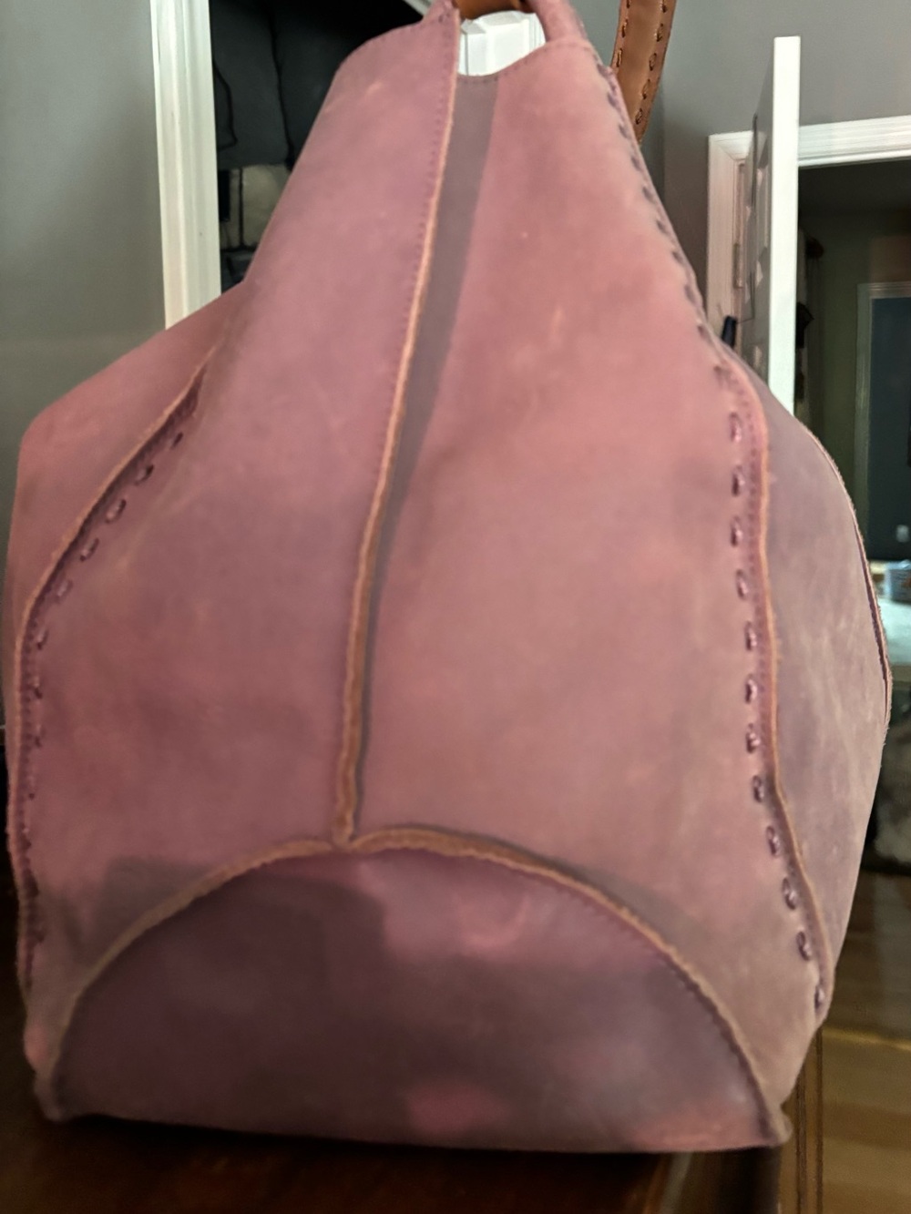 The Sak Los Feliz Leather Large Tote Slouchy Shoulder Bag Purple / Dusty Mauve - Picture 4 of 9